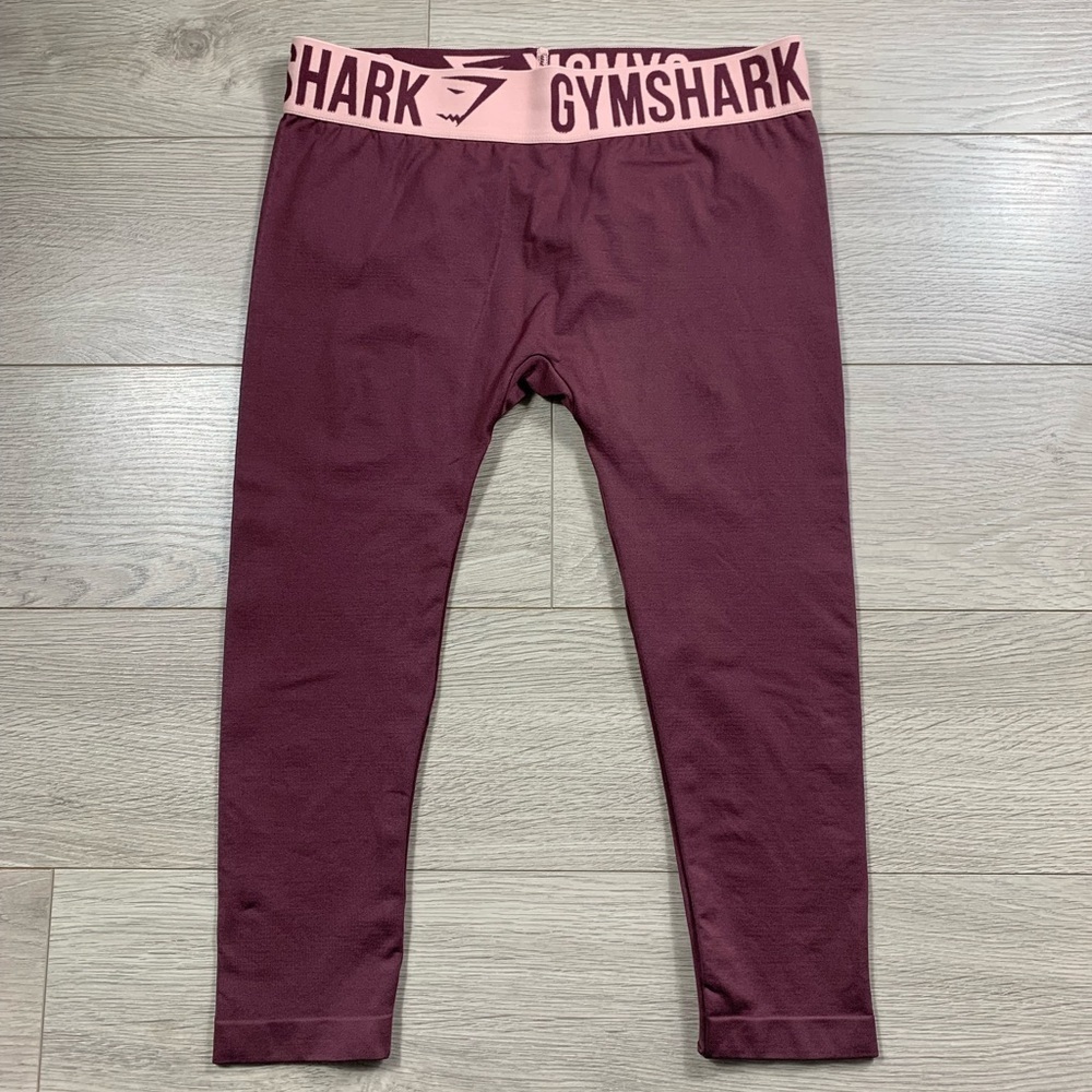 Gymshark Maroon Logo Waistband Crop Leggings